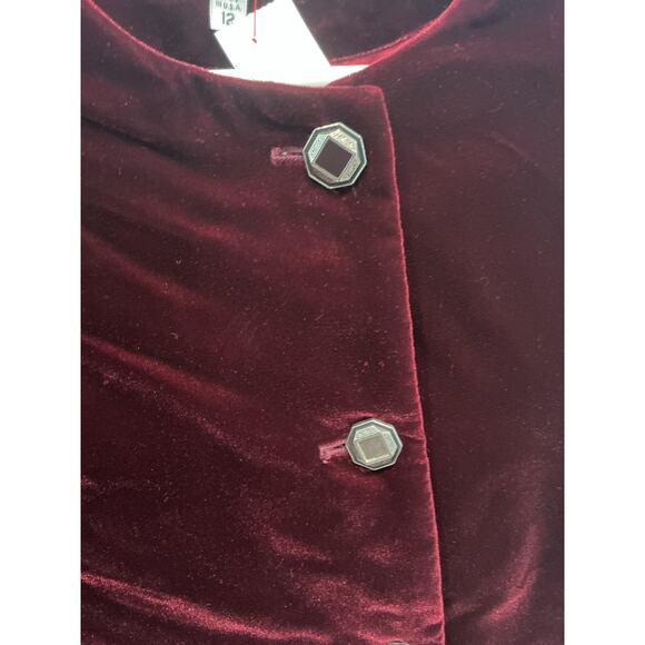 Vtg Talbots Womens Velvet Blazer Size 12 Vampire Whimsigoth Cola Red Jacket NEW - Picture 2 of 8